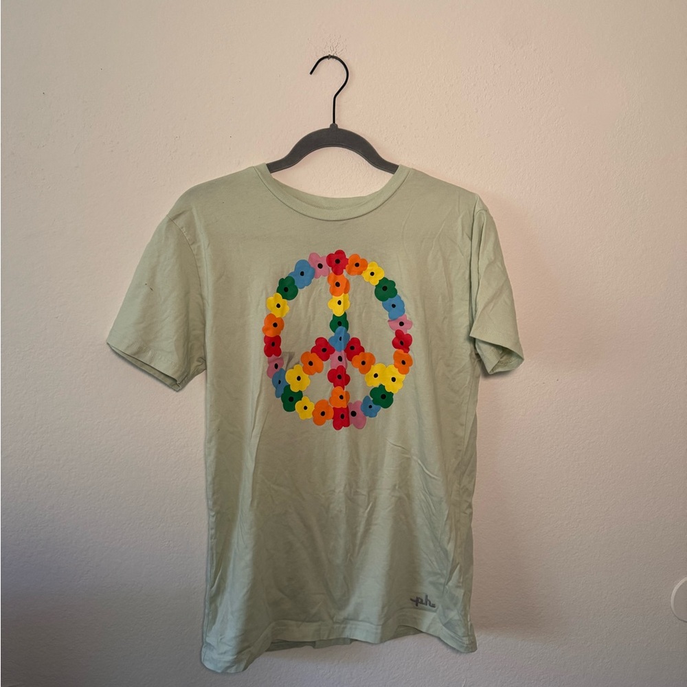 Green Rainbow Peace Sign T-Shirt
